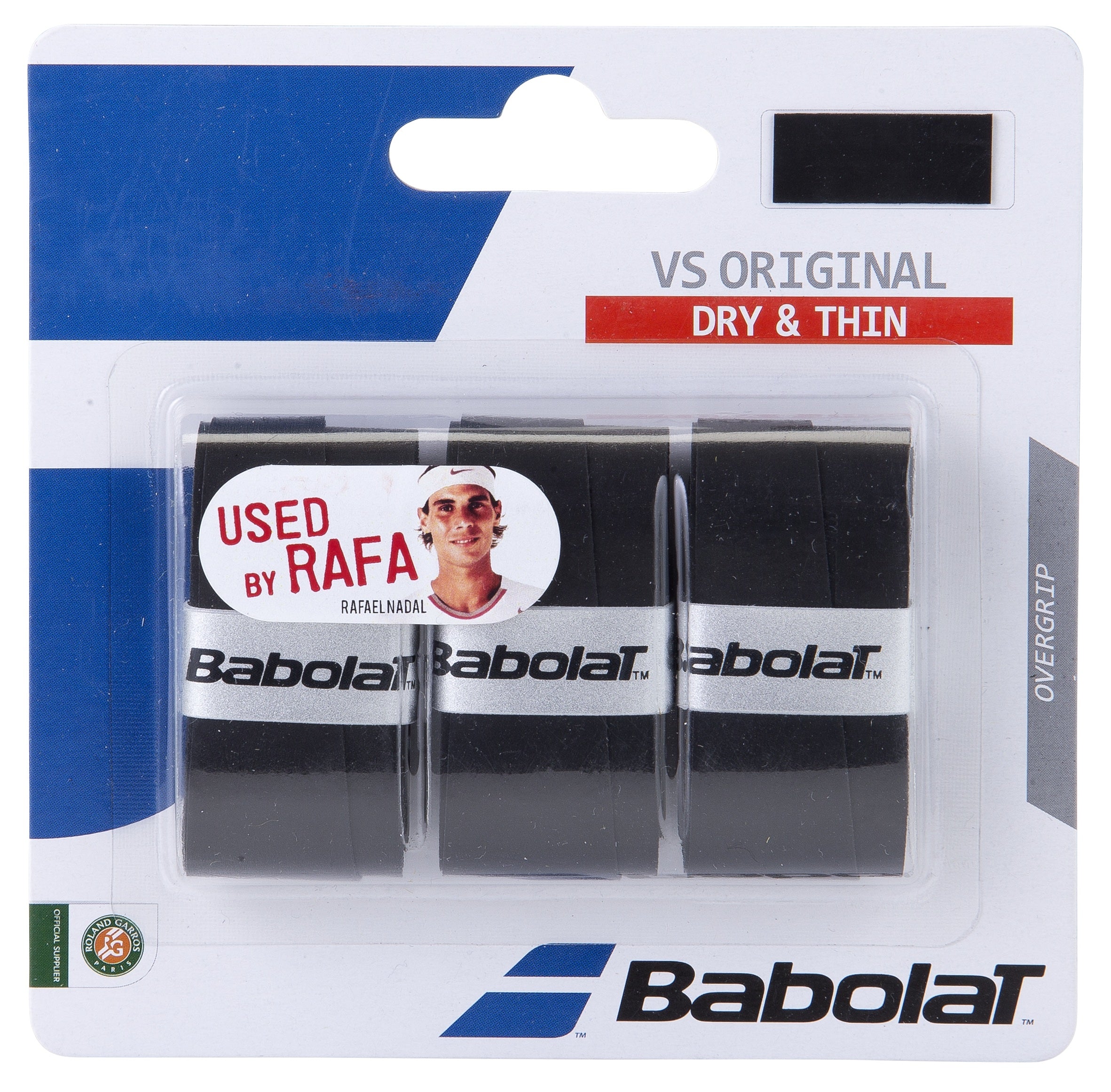 Babolat VS Original Tennis Overgrip 3-Pack (Black) | Premium Grip for Enhanced Control & Comfort | Perfect for Tennis Players & Racquet Sports Enthusiasts