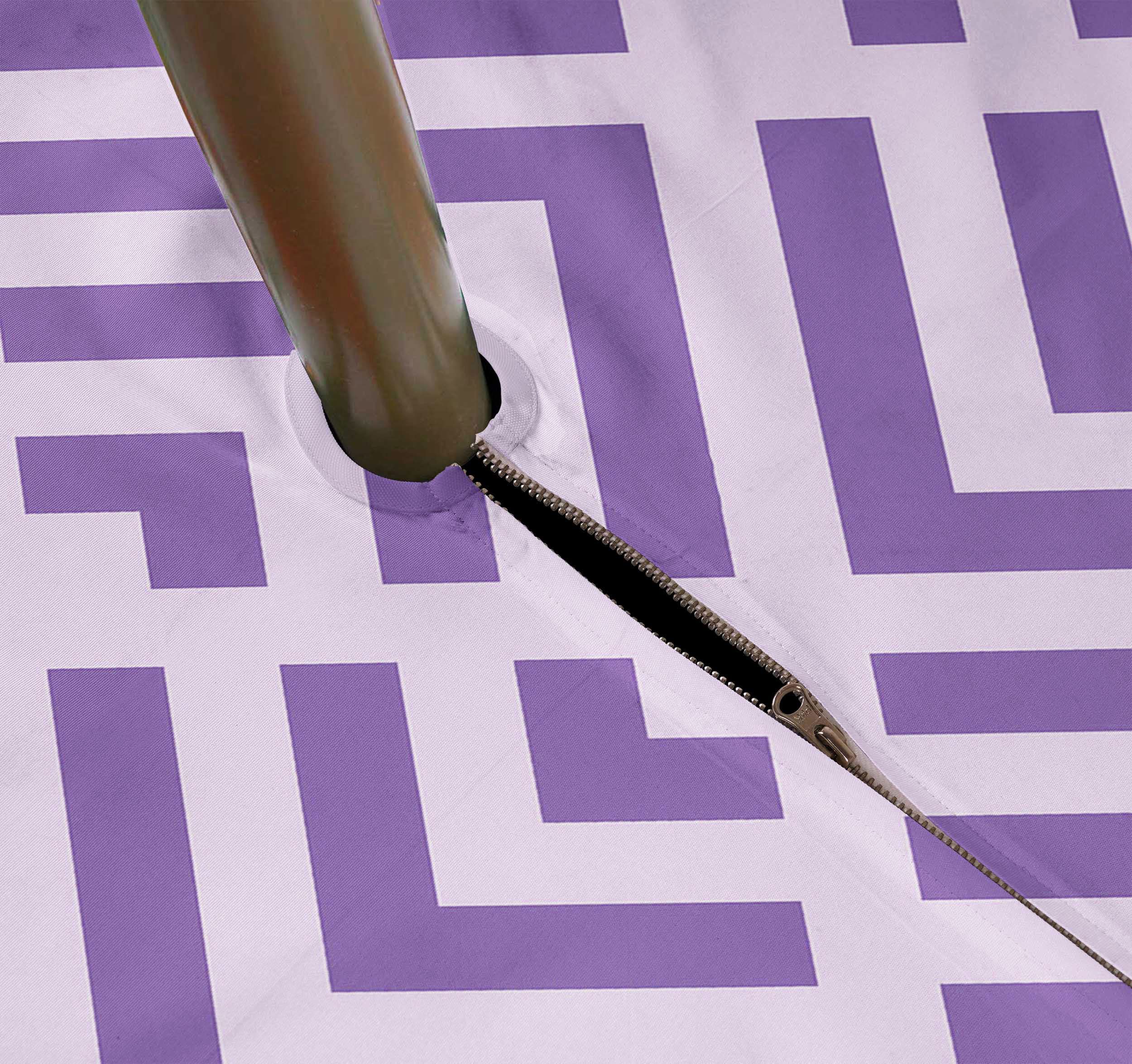 58 Inch Round Waterproof Tablecloth with Umbrella Hole & Zip - Indoor/Outdoor Table Cover for Patio, Backyard, Picnic, and Garden Parties - Lavender Purple