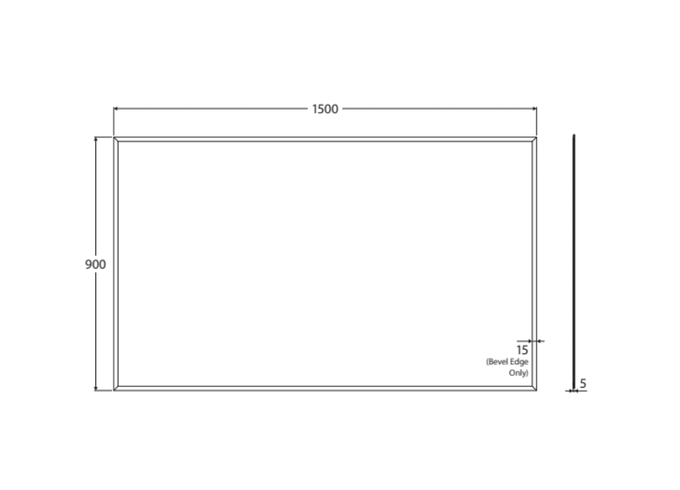 Fienza BEM15090G Bevel Edge Rectangular Glue On Mirror, 1500 x 900mm - Perfect for Bathroom Vanity, Bedroom Decor, and Home Renovation Projects