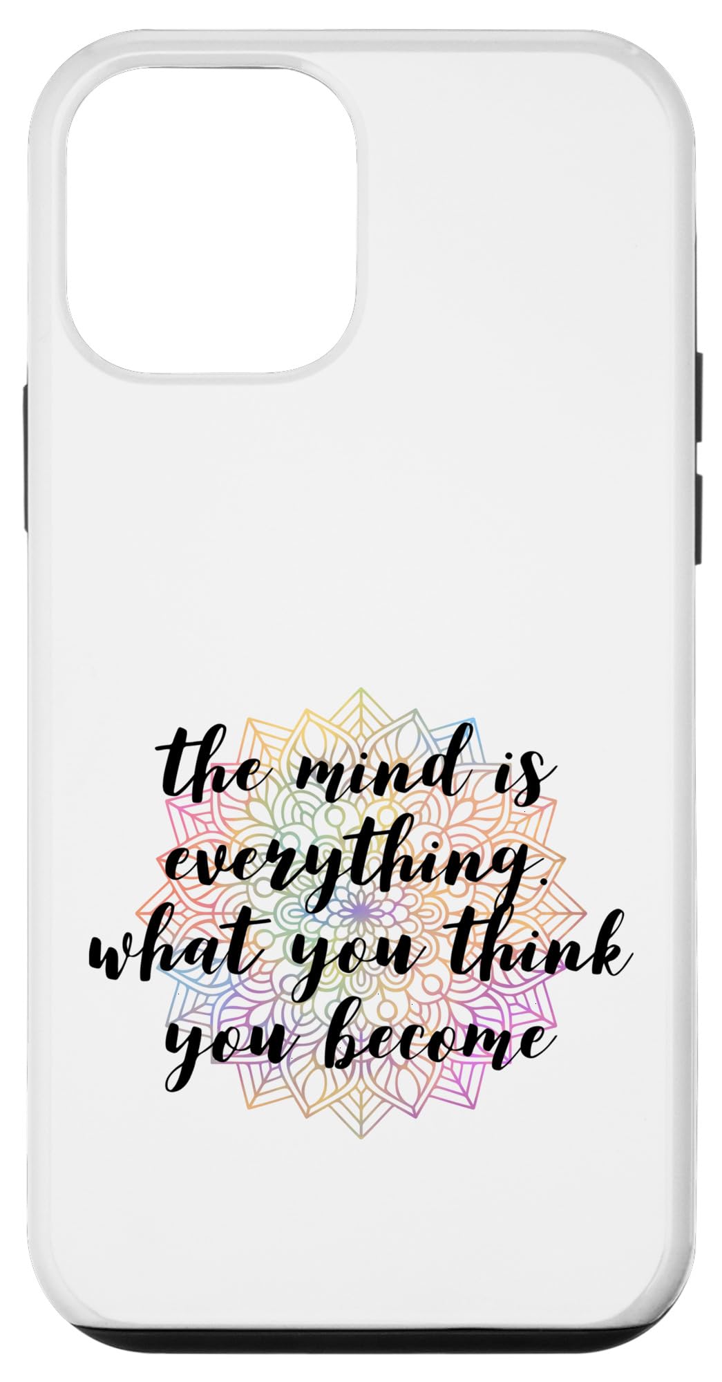 iPhone 12 Mini Case with Rainbow Mandala Flower & Buddhist Quote Design - Protective Phone Cover for Meditation, Yoga & Spiritual Lifestyle