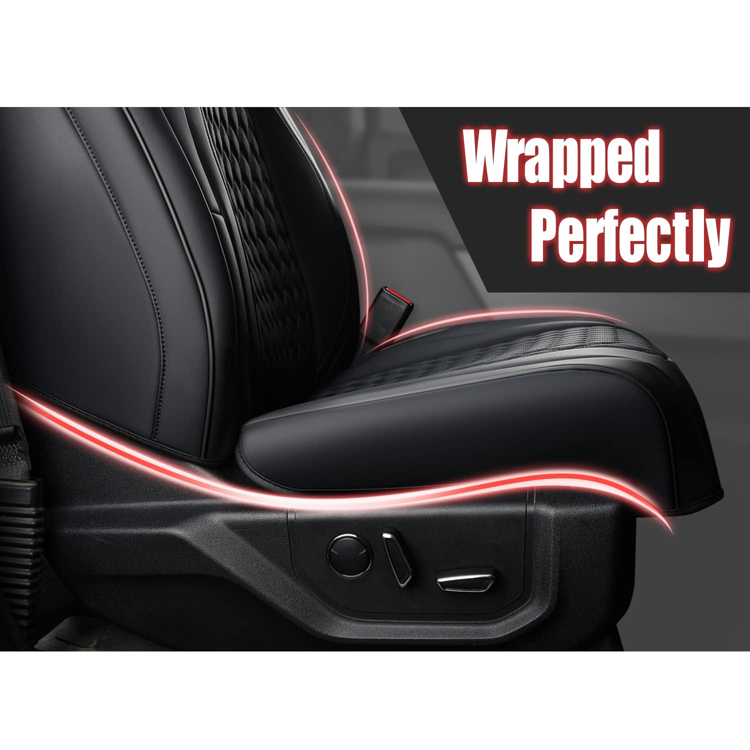 **Waterproof Faux Leather Seat Covers for Ford F150 (2015-2025) & F250/F350/F450 (2017-2025) Crew Cab – Full Set Black Truck Interior Protectors – Durable Car Seat Cushion Covers for Off-Road, Work & Daily Driving**