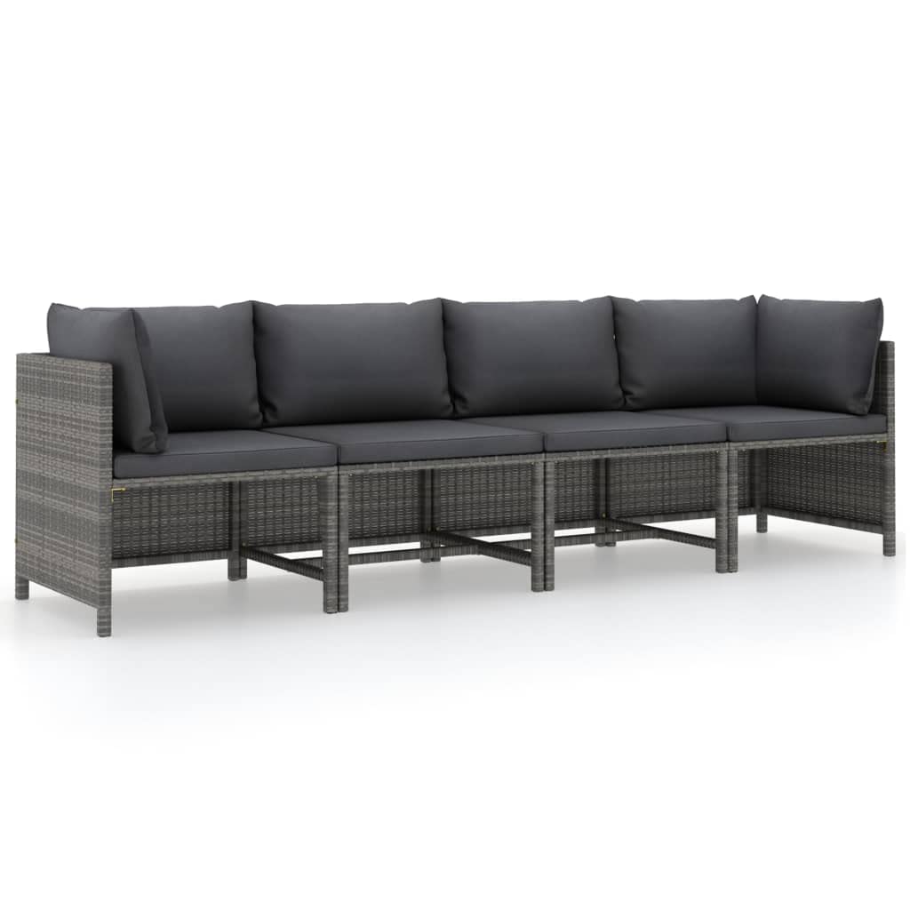 4-Seater Outdoor Patio Furniture Set - Hand Woven PE Rattan Sectional Sofa with Removable Cushions (23.6