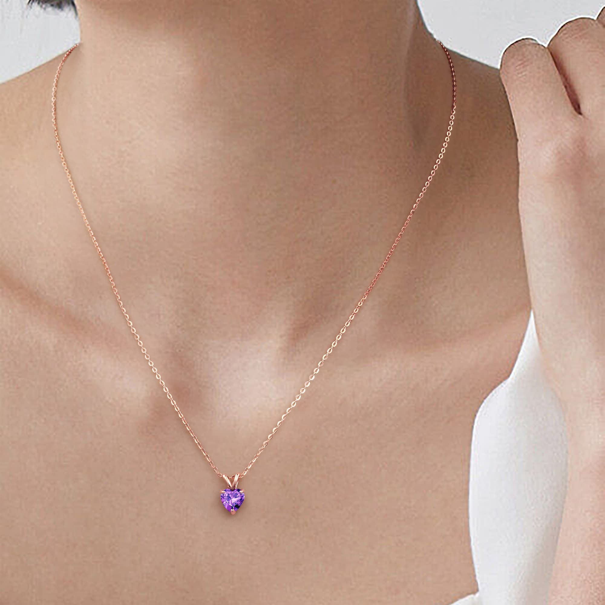 SMILEST Heart Birthstone Necklace for Women - 925 Sterling Silver Dainty Heart Pendant, Sparkling Birthstone Jewelry for Mom, Wife, Daughter, Grandma - Perfect Anniversary, Birthday Gift for Her | Elegant Everyday Wear & Special Occasion Jewelry