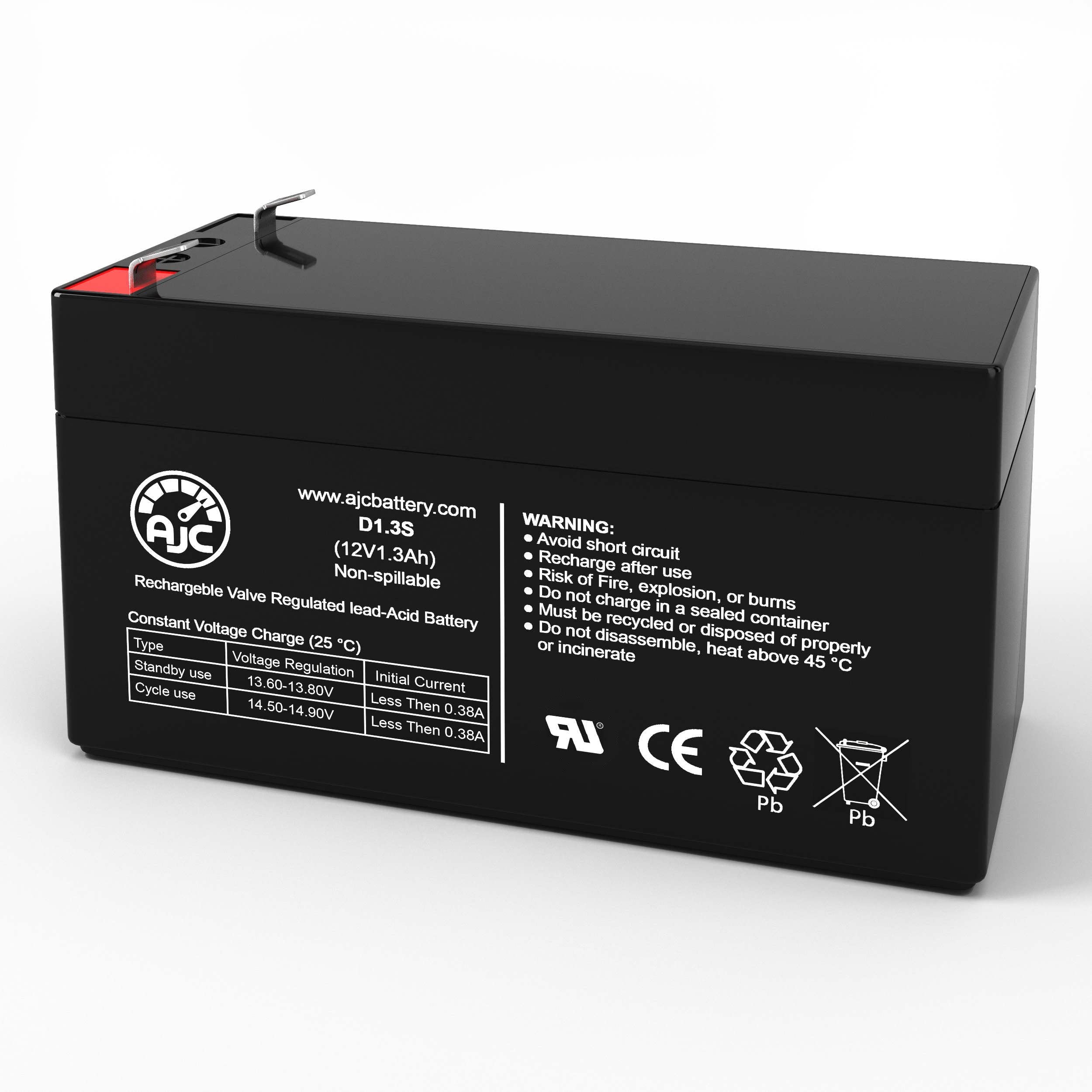 AJC 12V 1.3Ah Rechargeable Battery Compatible with Napco MA1000E PAK Security Alarm System - Perfect for Home & Business Security Devices, Emergency Lighting, and Backup Power Solutions