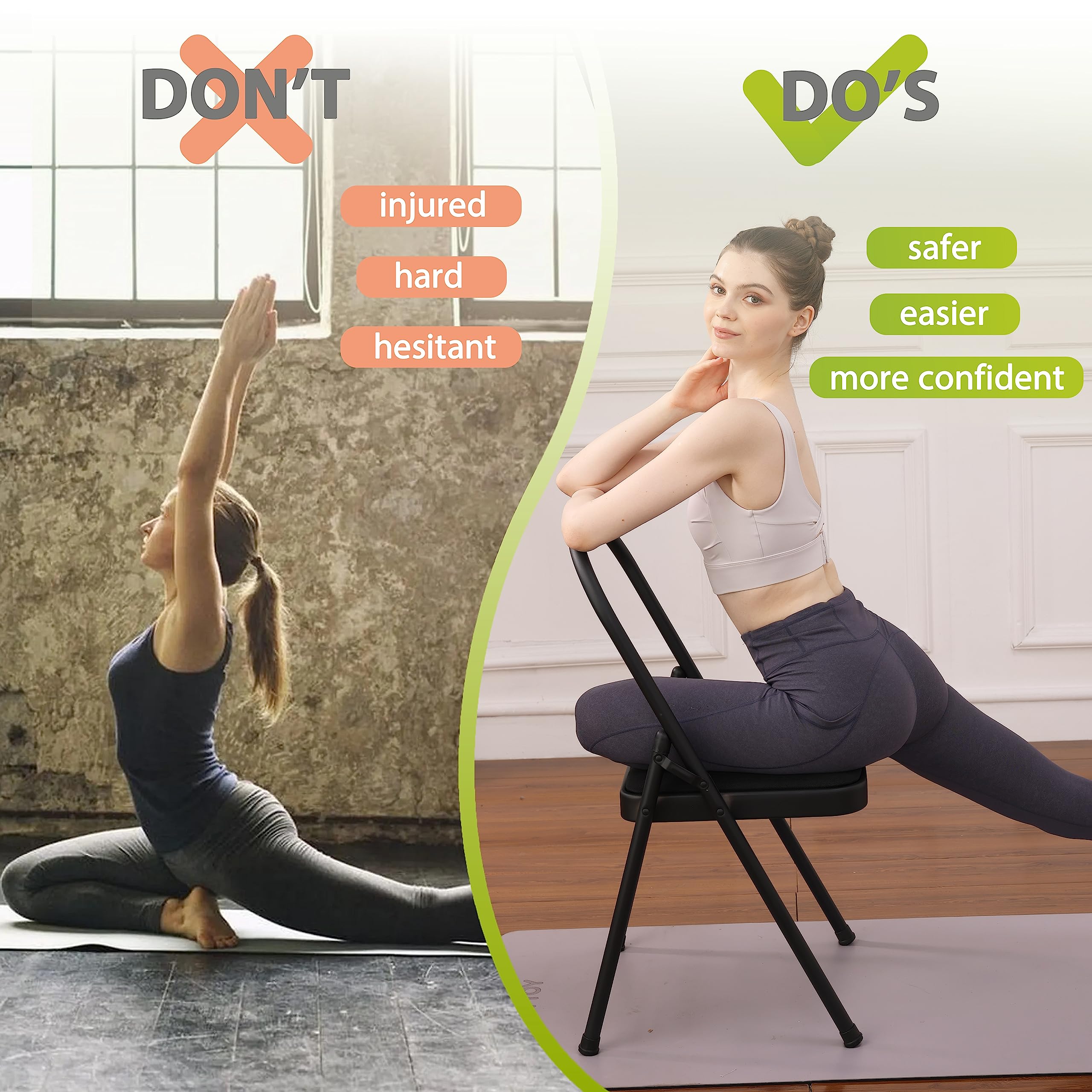 BODY RHYTHM Yoga Chair with Lumbar Support - Core Strength & Balance Training Tool for Handstand Practice, Flexibility Workouts, Back Pain Relief - Perfect for Home Gym & Yoga Studio Use