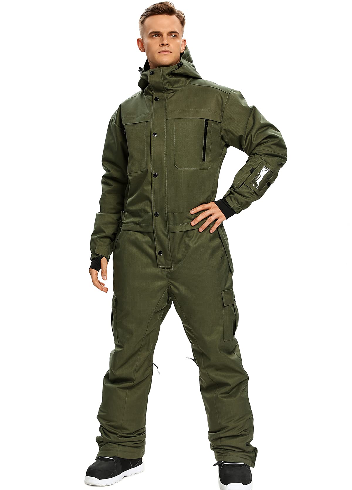 Men's Waterproof Winter Ski Suits - One Piece Snowsuits for Skiing & Outdoor Sports | Warm & Windproof for Snowboarding, Hiking & Cold Weather Activities