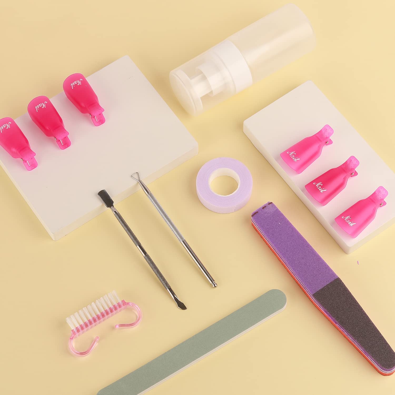 XILAZAB Professional Nail Polish & Gel Remover Tool Kit - 2-Piece Stainless Steel Cuticle Pusher & Nail Cleaner Set for At-Home Manicures & Salon Use