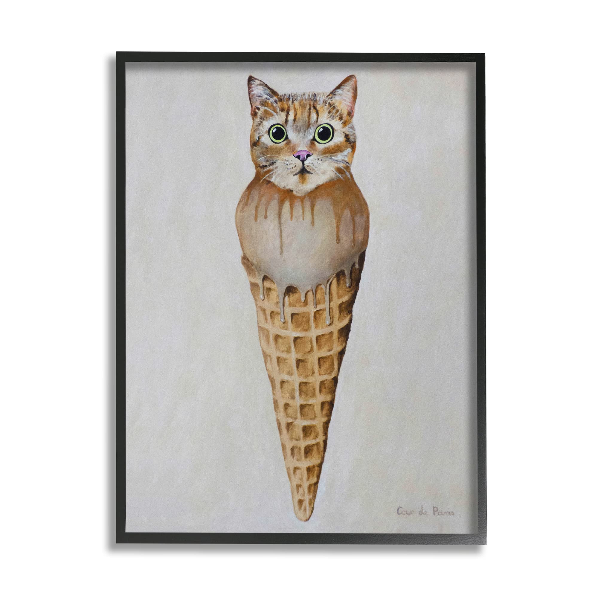 Stupell Industries Tabby Cat Ice Cream Scoop Dessert Waffle Cone - Coco de Paris Design | Fun Kitchen Decor & Ice Cream Party Supplies