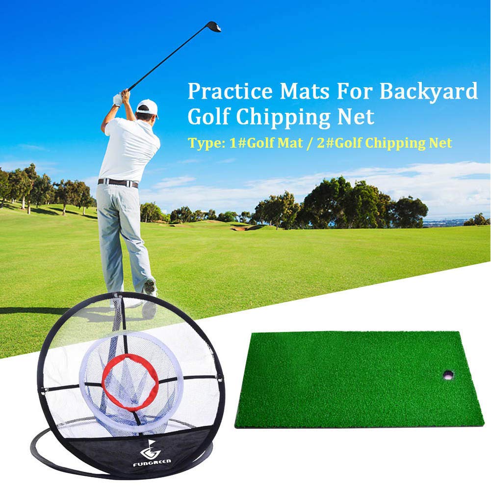 BAOYOU Golf Chipping Practice Net - Indoor & Outdoor Golf Training Aid with Pitching Cage & Mat - Perfect for Backyard, Garage, or Home Golf Swing Practice - Improve Short Game Skills for Beginners & Pros