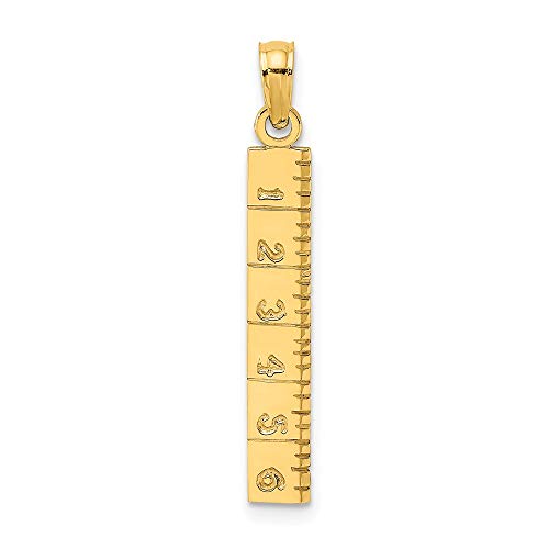 14K Yellow Gold 6-Inch Ruler Pendant Necklace - 0.86 x 0.15 Inches - Perfect Gift for Graduation, Teachers & Jewelry Lovers - FB Jewels