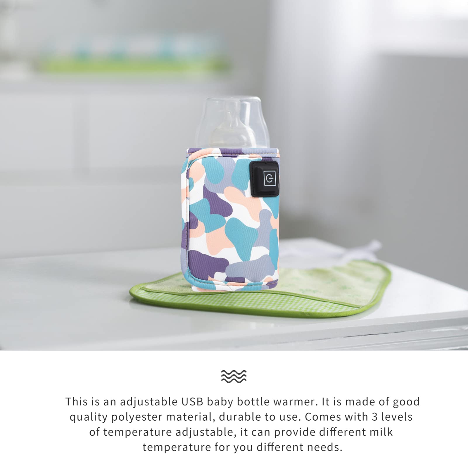 Toddmomy Purple USB Baby Bottle Warmer - Portable Milk Warmer for Infants, Travel Bottle Heater with Thermostat Control & Insulation Cover - Perfect for Home, Car, and On-the-Go Feeding