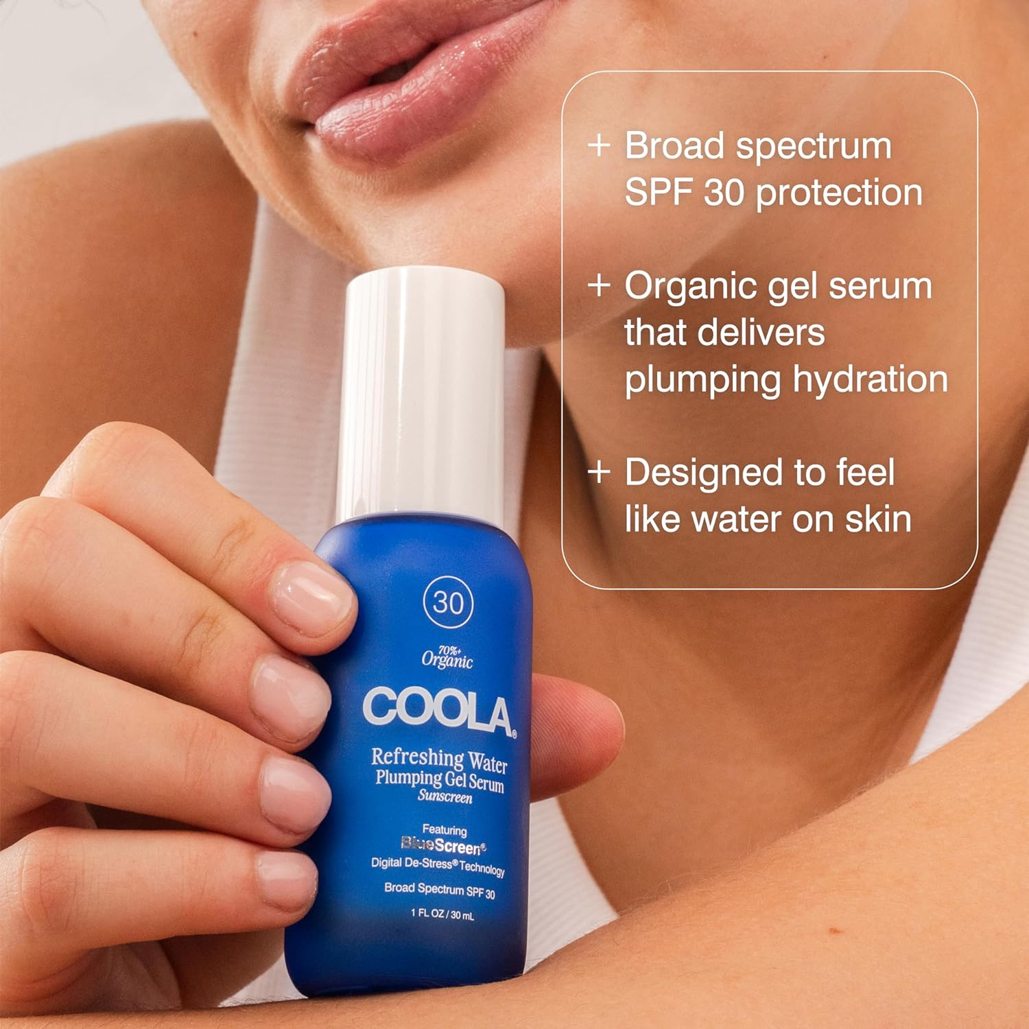 COOLA Refreshing Water Plumping Gel Serum SPF 30 - Hydrating Face Moisturizer with Sun Protection | Perfect for Daily Skincare & Outdoor Activities
