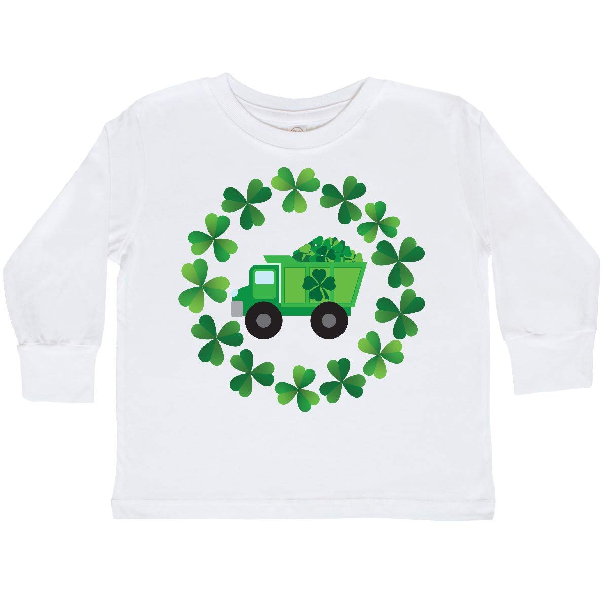 Inktastic St. Patrick's Day Shamrock Truck Toddler Long Sleeve T-Shirt - Cute Irish-Themed Outfit for Boys & Girls - Perfect for Parades, Parties & Holiday Photos