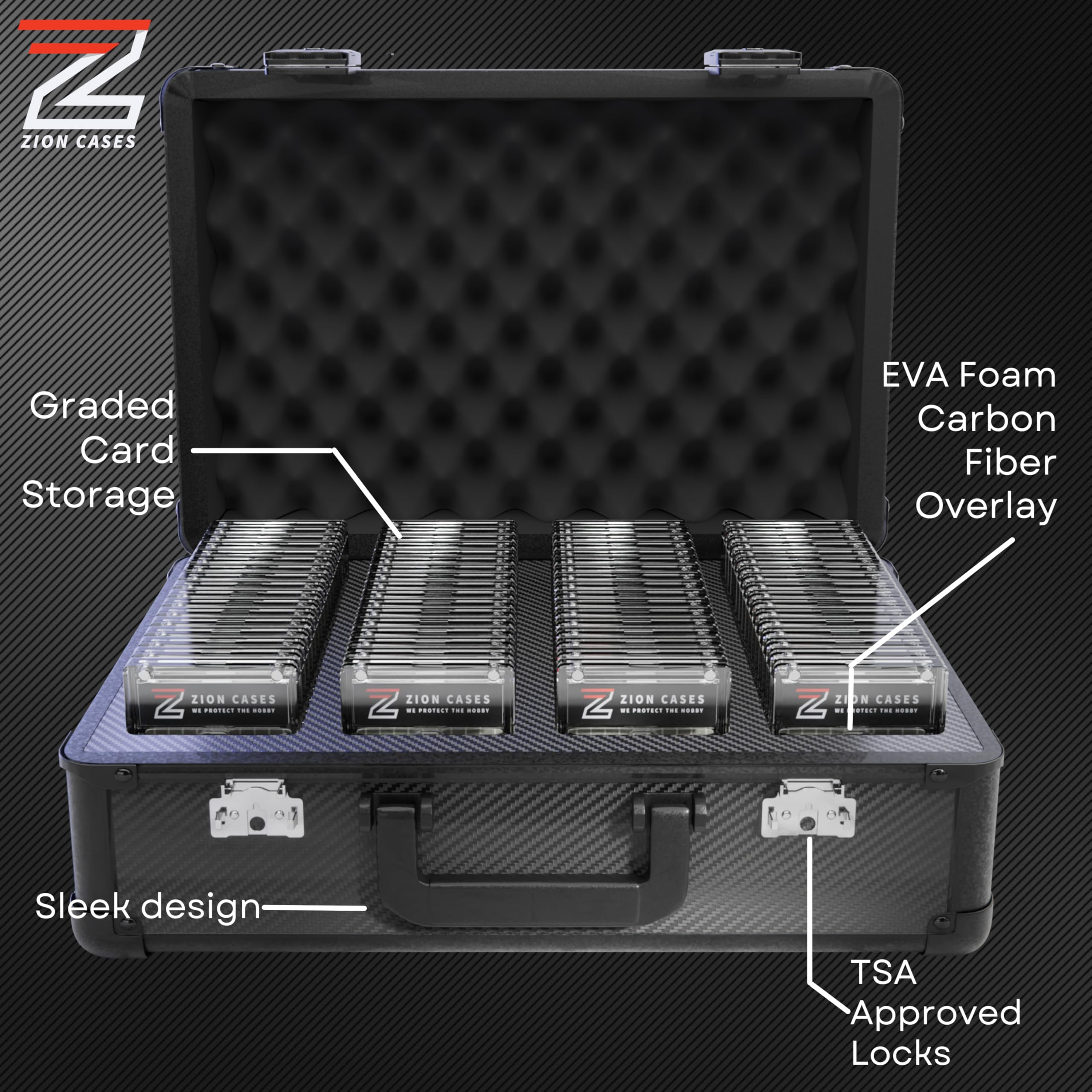 Premium Carbon Fiber Slab Case XL for Graded Cards - Fits PSA, BGS, HGA & CSG Trading Card Slabs - Durable Travel Storage Solution - Perfect for Collectors, Card Shows & Secure Transport