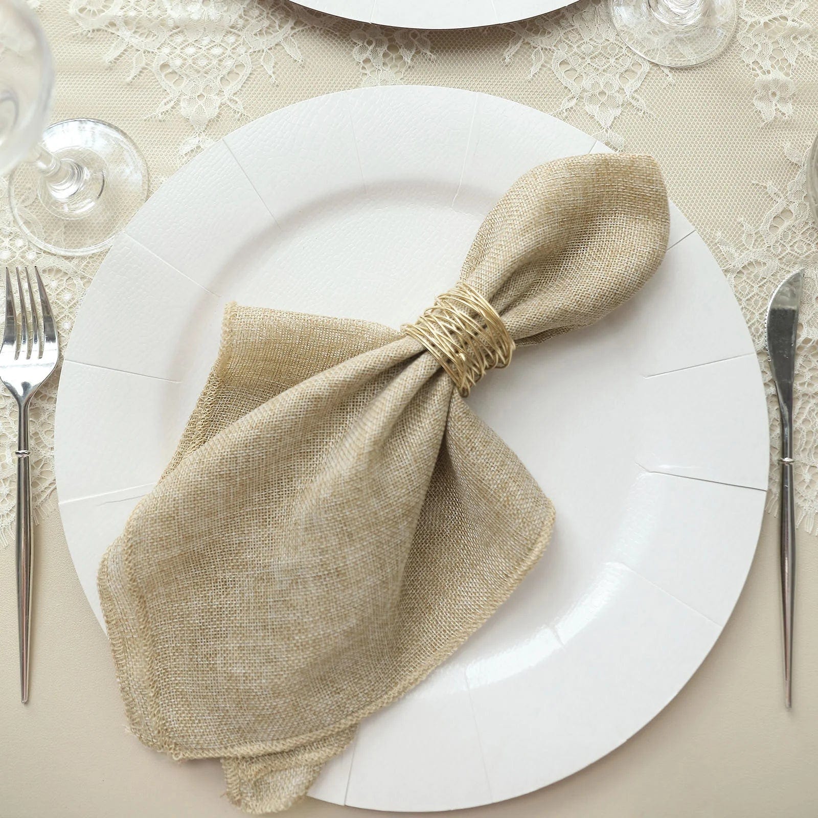 5 Rustic 19x19 Faux Burlap Dinner Napkins - Perfect for Farmhouse Weddings, Holiday Tablescapes & Rustic Home Decor