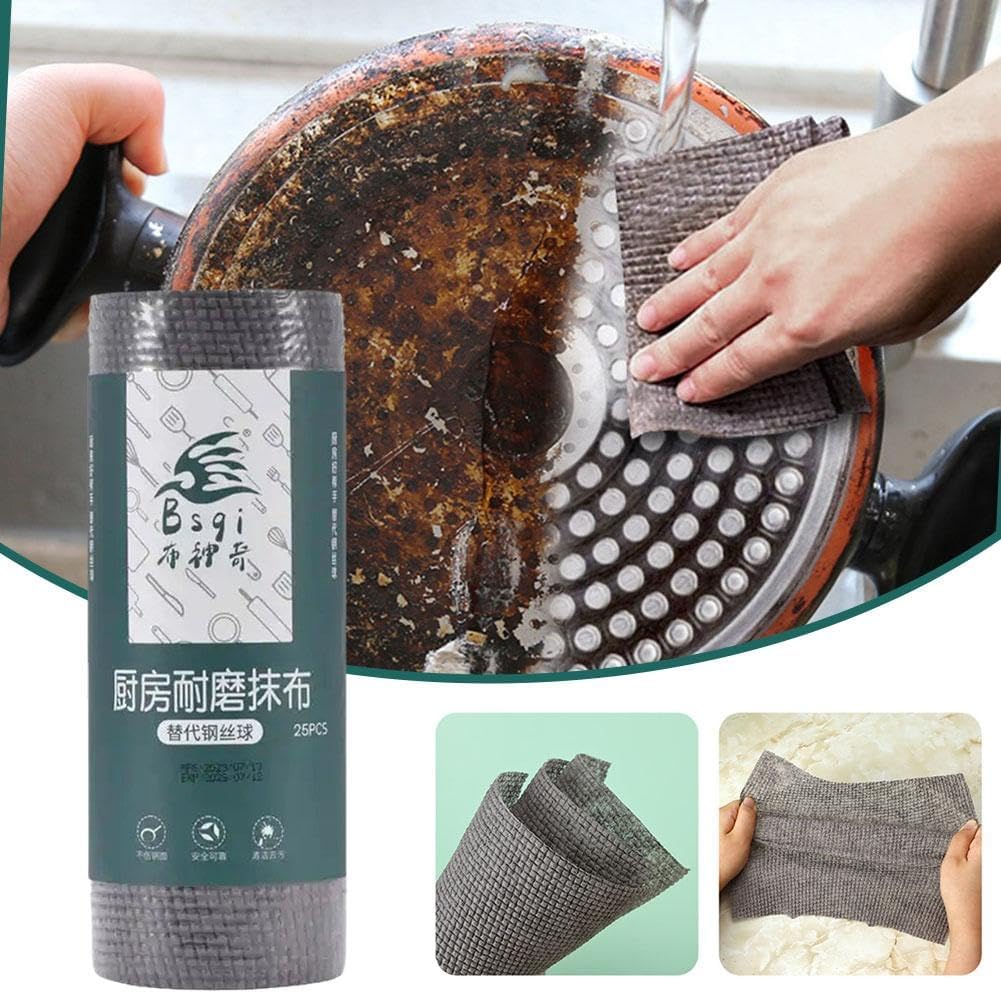JULEX 25-Pack Disposable Cleaning Cloths - Reusable Kitchen Towels, Lint-Free Scrub Rags for Dishes, Countertops & Appliances | Multipurpose, Durable & Absorbent Cleaning Wipes for Home & Restaurant Use