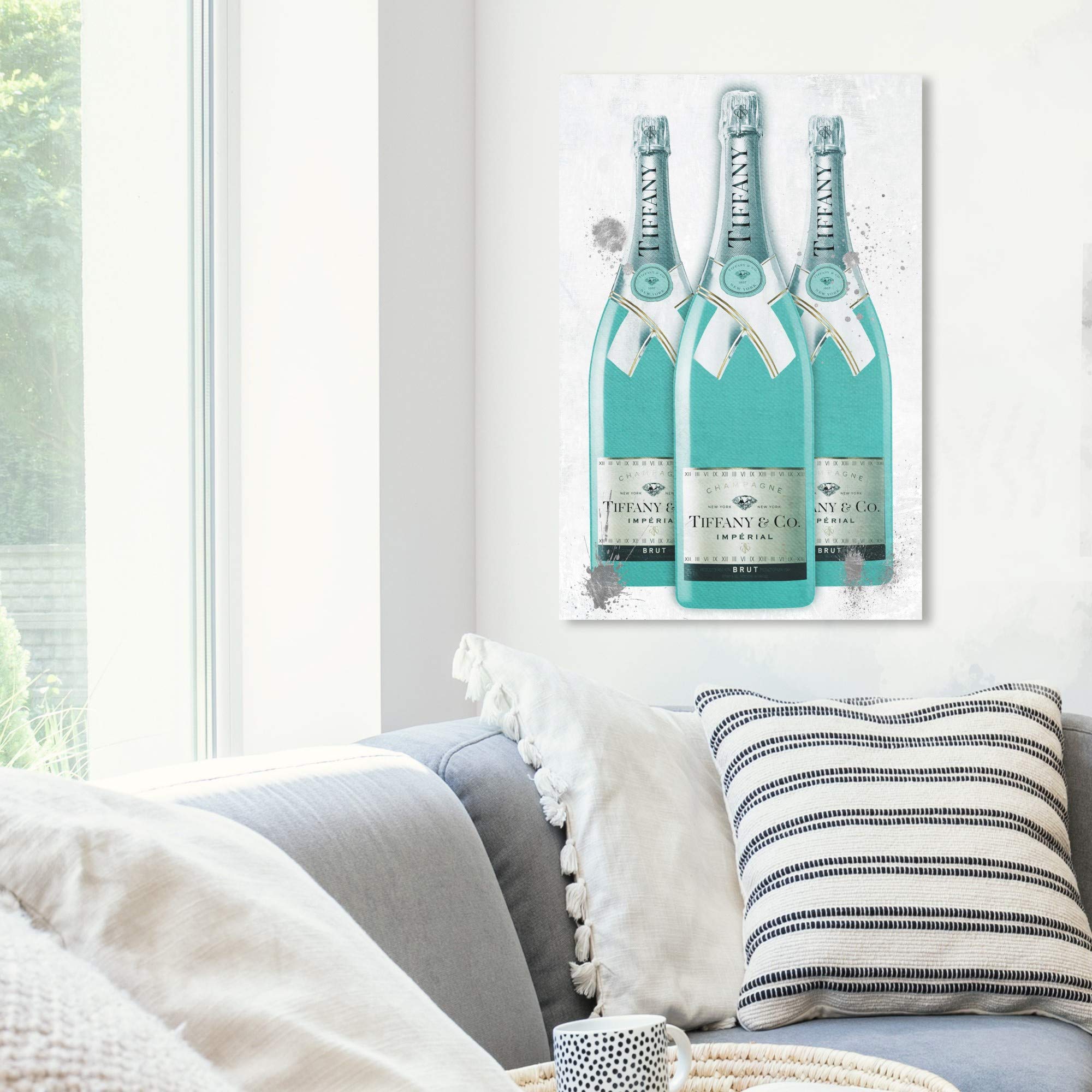 Oliver Gal Artist Co. 'Diamonds and Bubbles Champagne' Fashion Glam Wall Art Canvas Prints - Perfect for Living Room, Bedroom & Office Decor