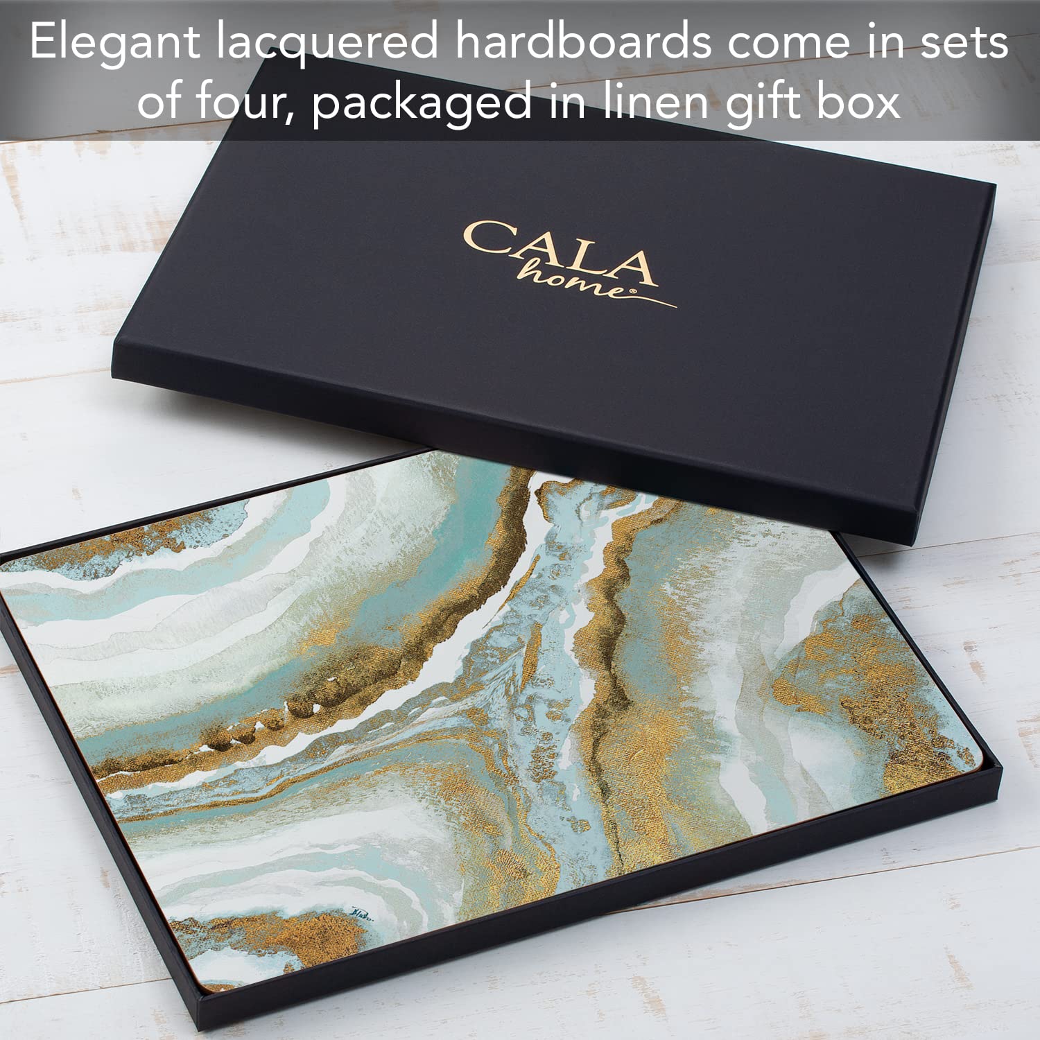 Premium Teal Agate Cork Back Tabletop Placemats - Set of 4 | Heat-Resistant & Easy to Clean | USA Made | Perfect for Dining Tables, Kitchen Countertops & Office Desks