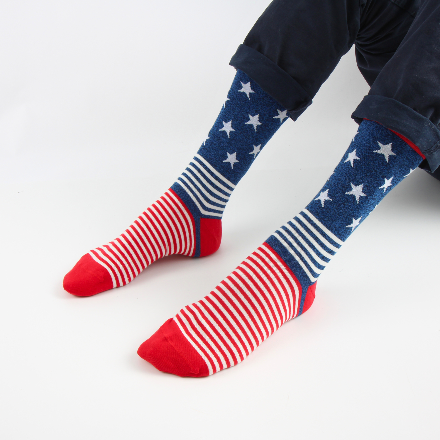 American Flag Cotton Socks for Men - Patriotic Comfortable Breathable Crew Socks - Perfect for 4th of July, Veterans Day & Everyday Wear