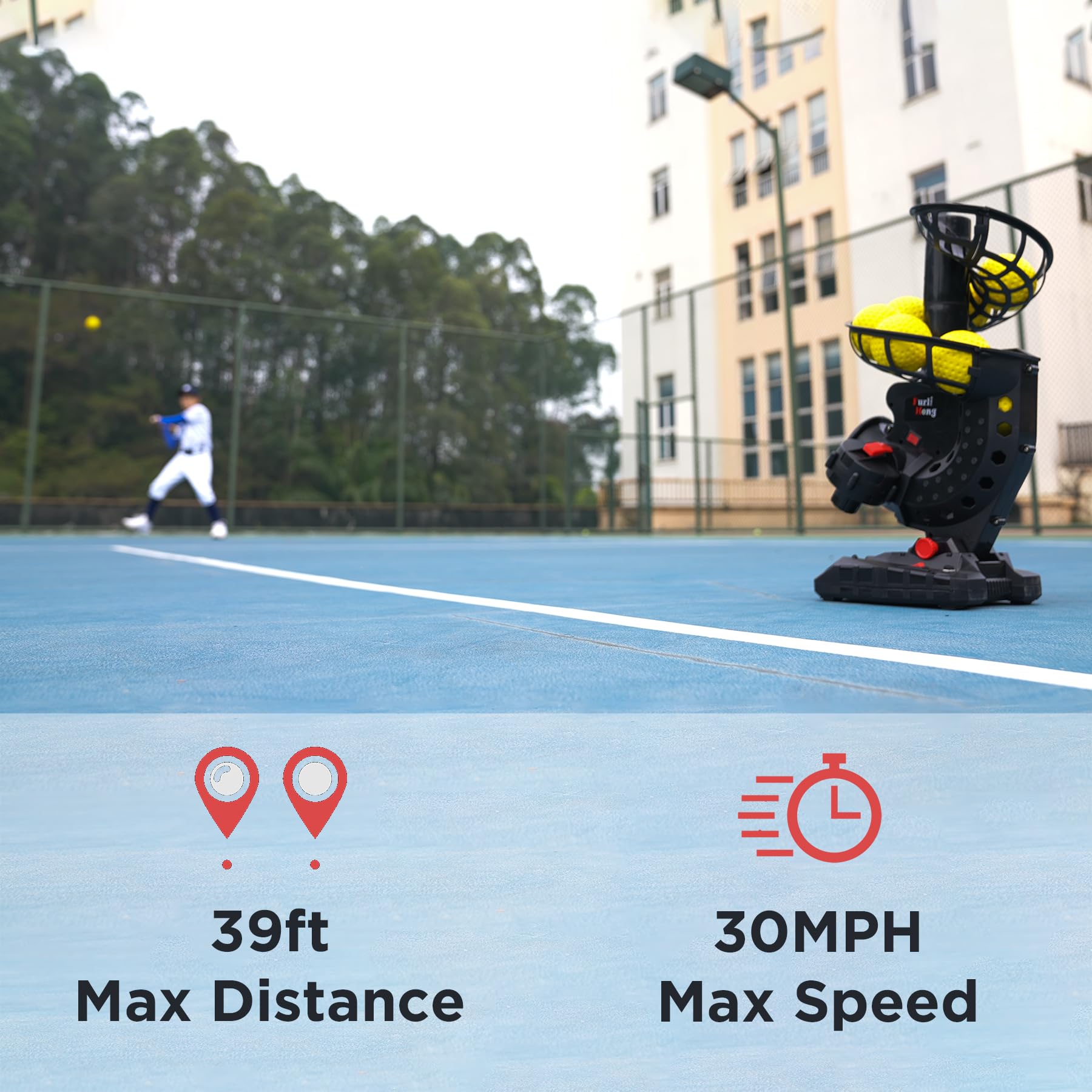 Upgraded Electronic Baseball Pitching Machine - Adjustable Speed & Angles, AC/Battery Powered with 8 Dimpled Balls | Perfect for Youth Baseball Training, Batting Practice & Fielding Drills at Home or Backyard