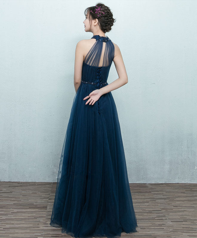 Elegant Blue Tulle Long Prom Dress & Bridesmaid Gown - Perfect for Formal Dances, Weddings & Special Occasions