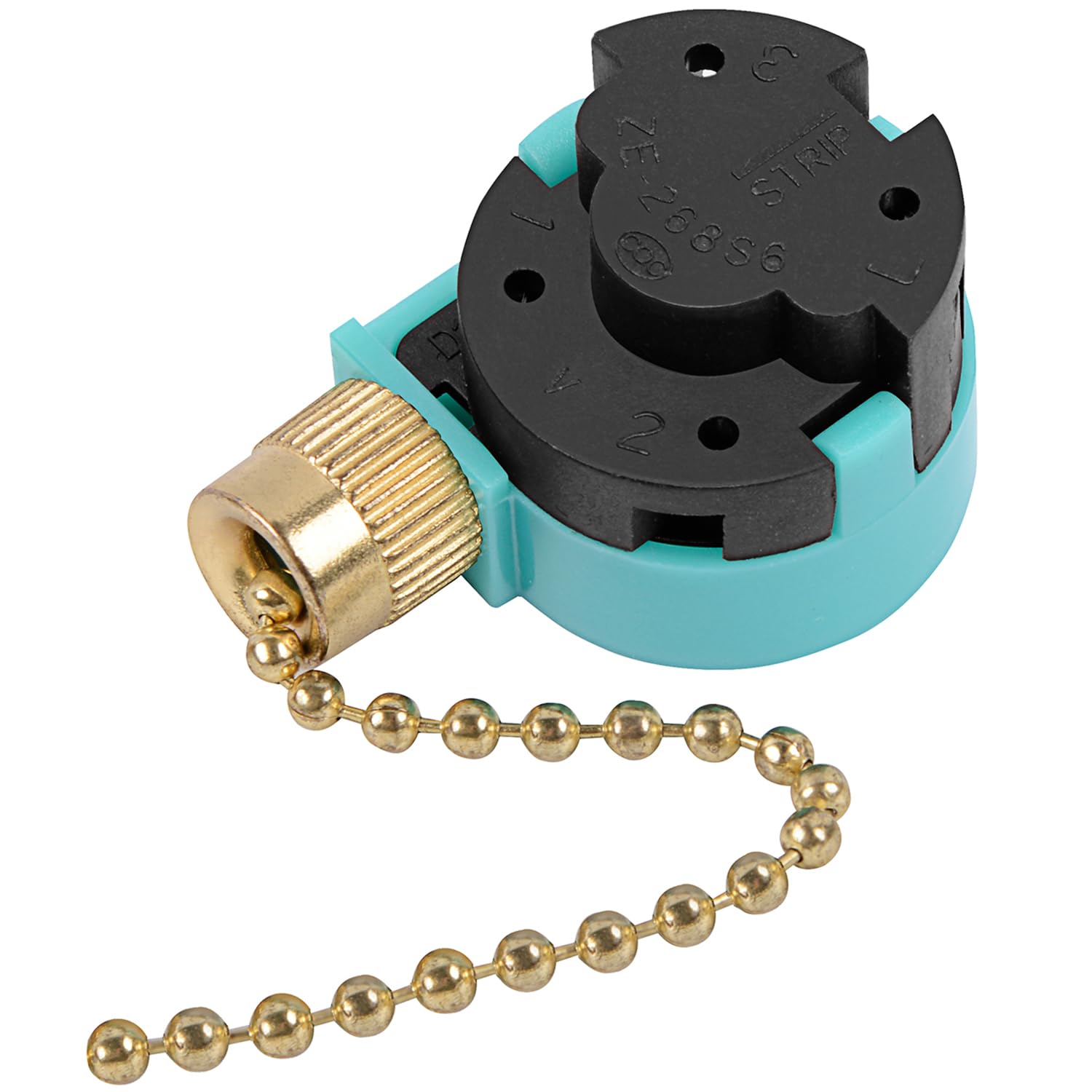 Zing Ear ZE-268S6 3-Speed Ceiling Fan Switch with Brass Pull Chain - Compatible with Hunter & Other Ceiling Fans - Replacement Speed Control for Home Appliances - Perfect for Bedroom, Living Room & Office Cooling Solutions