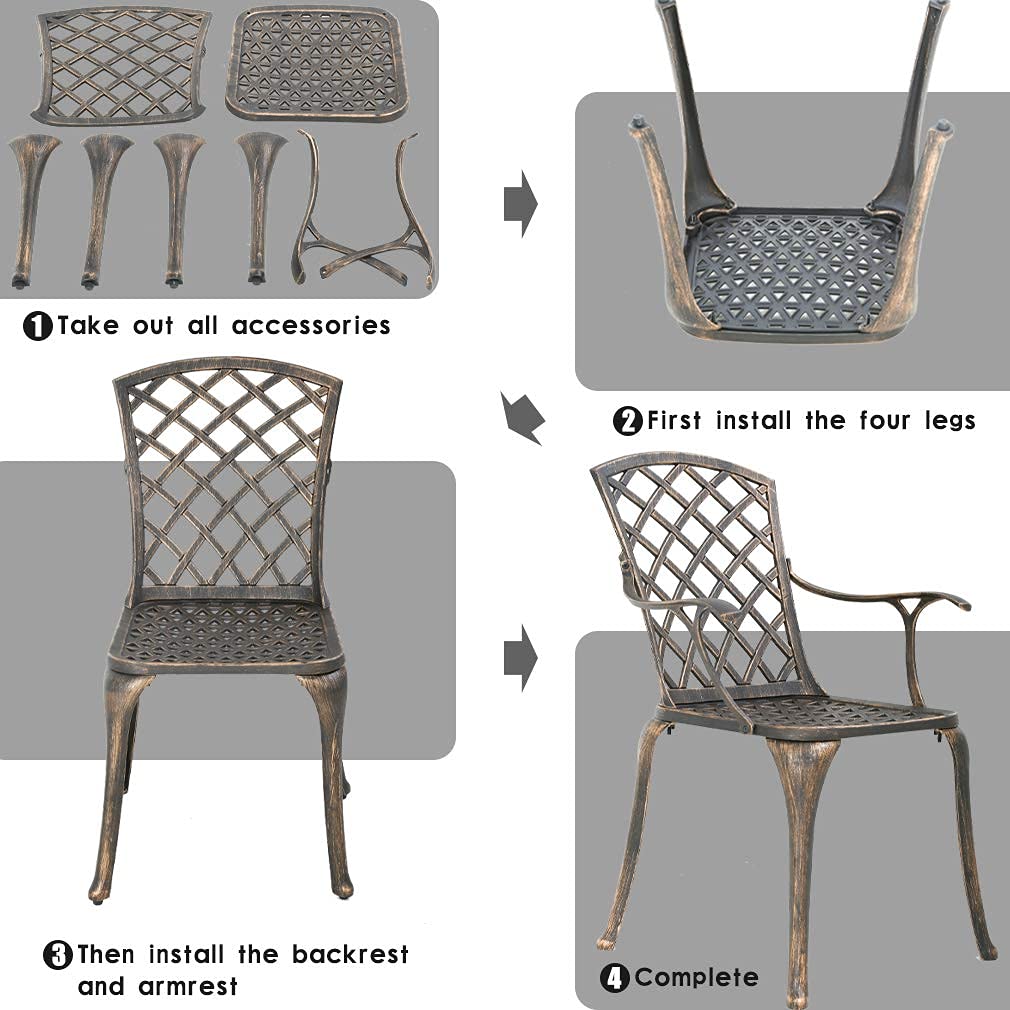 **Outdoor Patio Dining Set - 3-Piece Metal Bistro Stackable Chairs, All-Weather Cast Aluminum Garden Furniture for Patio, Lawn, Camping (Bronze, 37 x 25 x 25 in) - Perfect for Backyard BBQs, Poolside Lounging & Outdoor Entertaining**