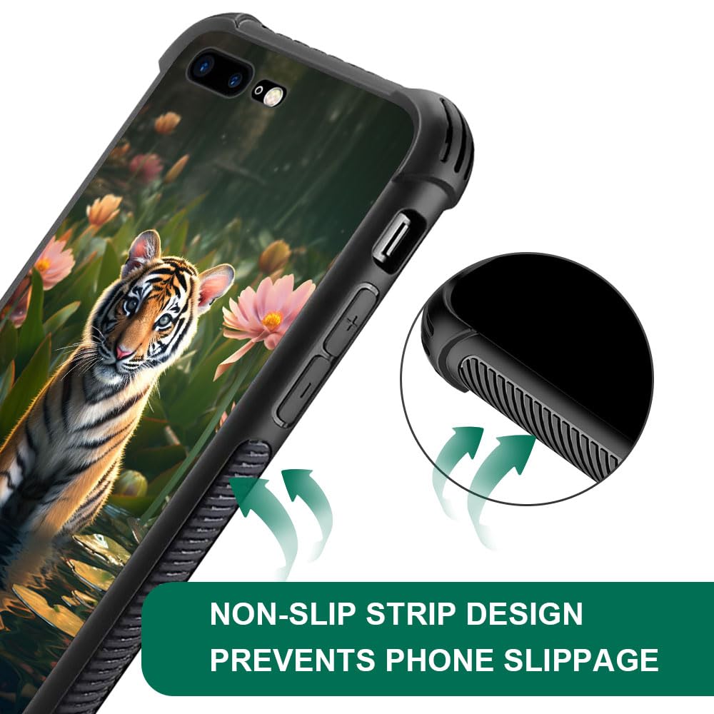 **Forest Tiger Lotus iPhone 8/SE 2020 Case - Shockproof Anti-Scratch Hard PC Back Cover for Girls - Perfect for Daily Use, Travel & Outdoor Activities**