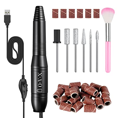 Professional Portable Electric Nail Drill Kit - 20000 RPM USB Manicure Pedicure Efile for Acrylic Nails, Gel Polish & Nail Shaping - Includes Nail Drill Bits & Sanding Bands - Perfect for Home Salon, Nail Art & Professional Use - Black