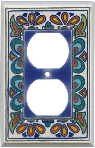 Mediterranean Style Ceramic Outlet Covers - Decorative Wall Plate Covers for Home & Office - Rustic Spanish Kitchen & Bathroom Decor