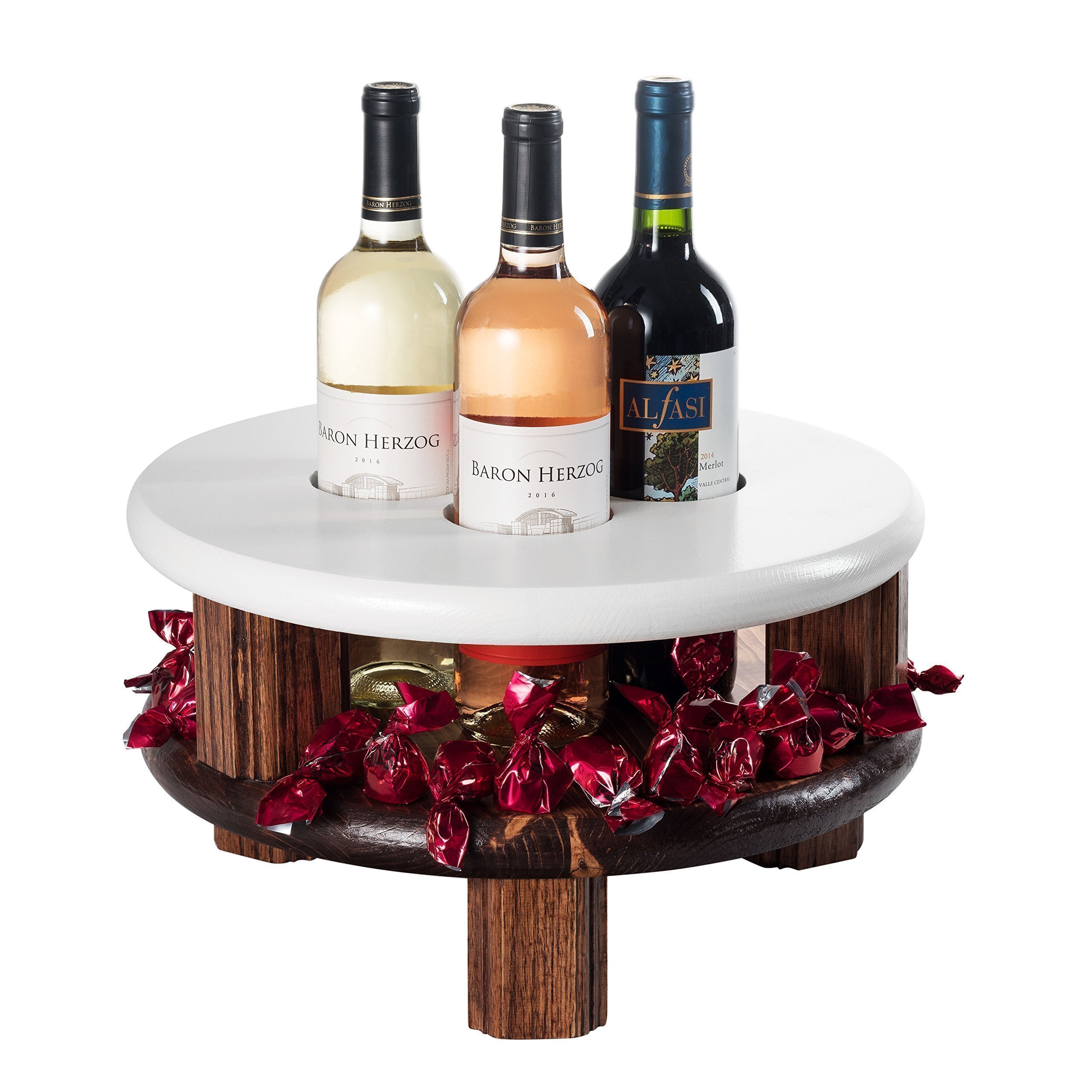 Double Decker Wine Table - 2-Tier Serving Tray for Wine Bottles & Glasses | Perfect for Home Bar, Party Entertaining & Kitchen Organization