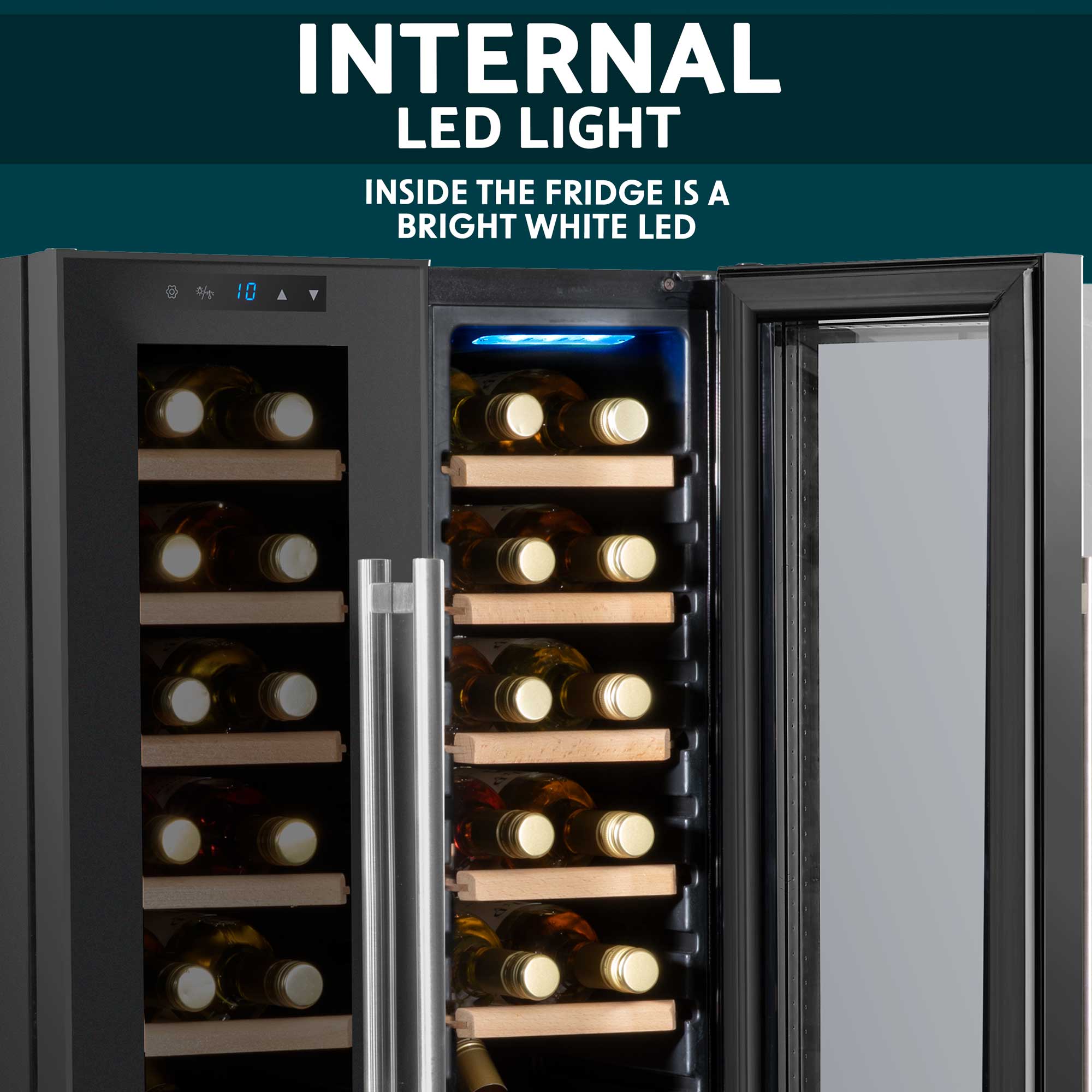 Baridi 24 Bottle Dual Zone Wine Cooler Refrigerator with Touch Screen, LED Lighting & Mirror Glass Door - Perfect for Home Bars, Restaurants, and Wine Cellars