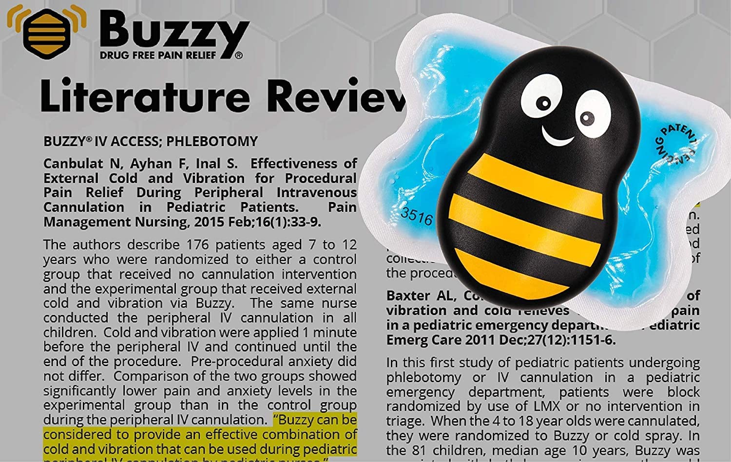 Buzzy - Personal Vibrating Ice Pack for Pain Relief - Shark Tank Featured - Reduce Needle Pain for Shots, IVF, Insulin & Vaccines - First Aid Solution at Home - Ideal for Medical Procedures & Anxiety Relief