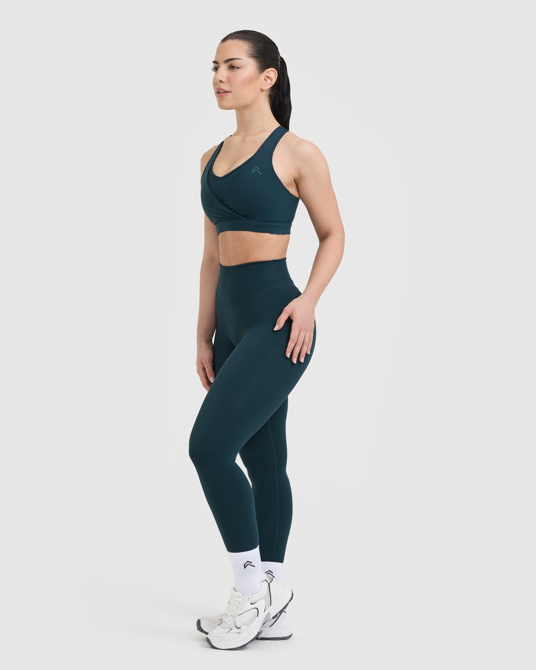 High Support Unified Layered Sports Bra for Women - Oil Blue | Moisture Wicking & Breathable for Running, Yoga & Gym Workouts