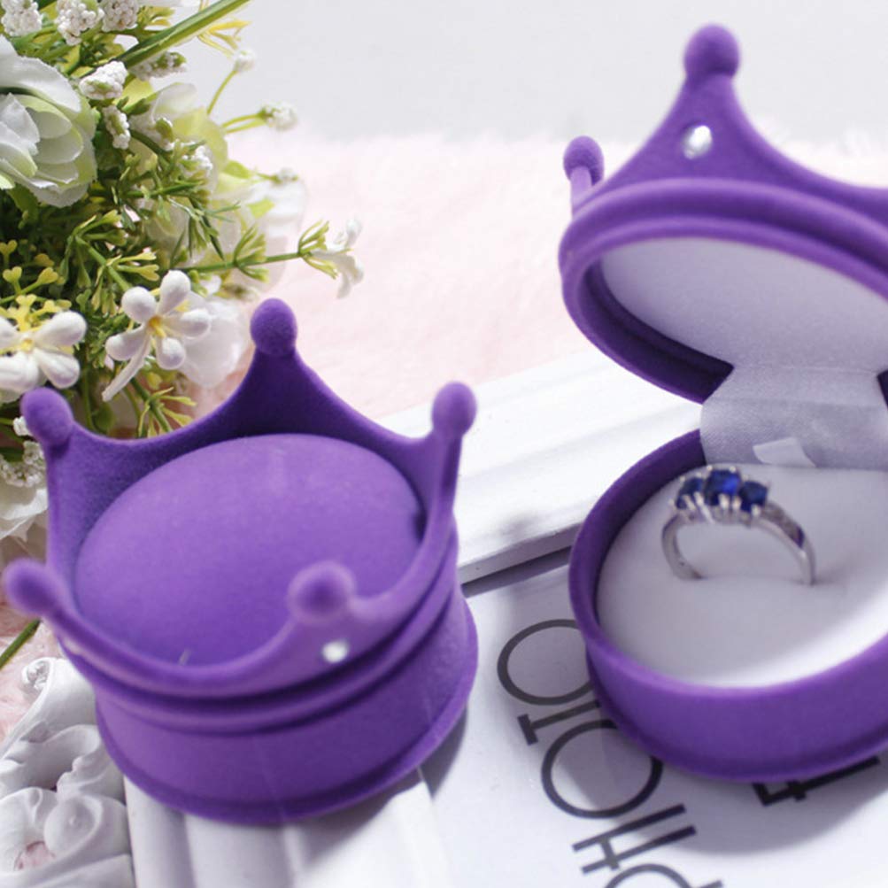 Hemoton 2-Piece Crown Jewelry Box Set - Elegant Ring Earrings Necklace Organizer with Crown Design, Purple Rosy Keepsake Storage Case for Women & Girls - Perfect for Gift Giving, Travel & Bedroom Decor