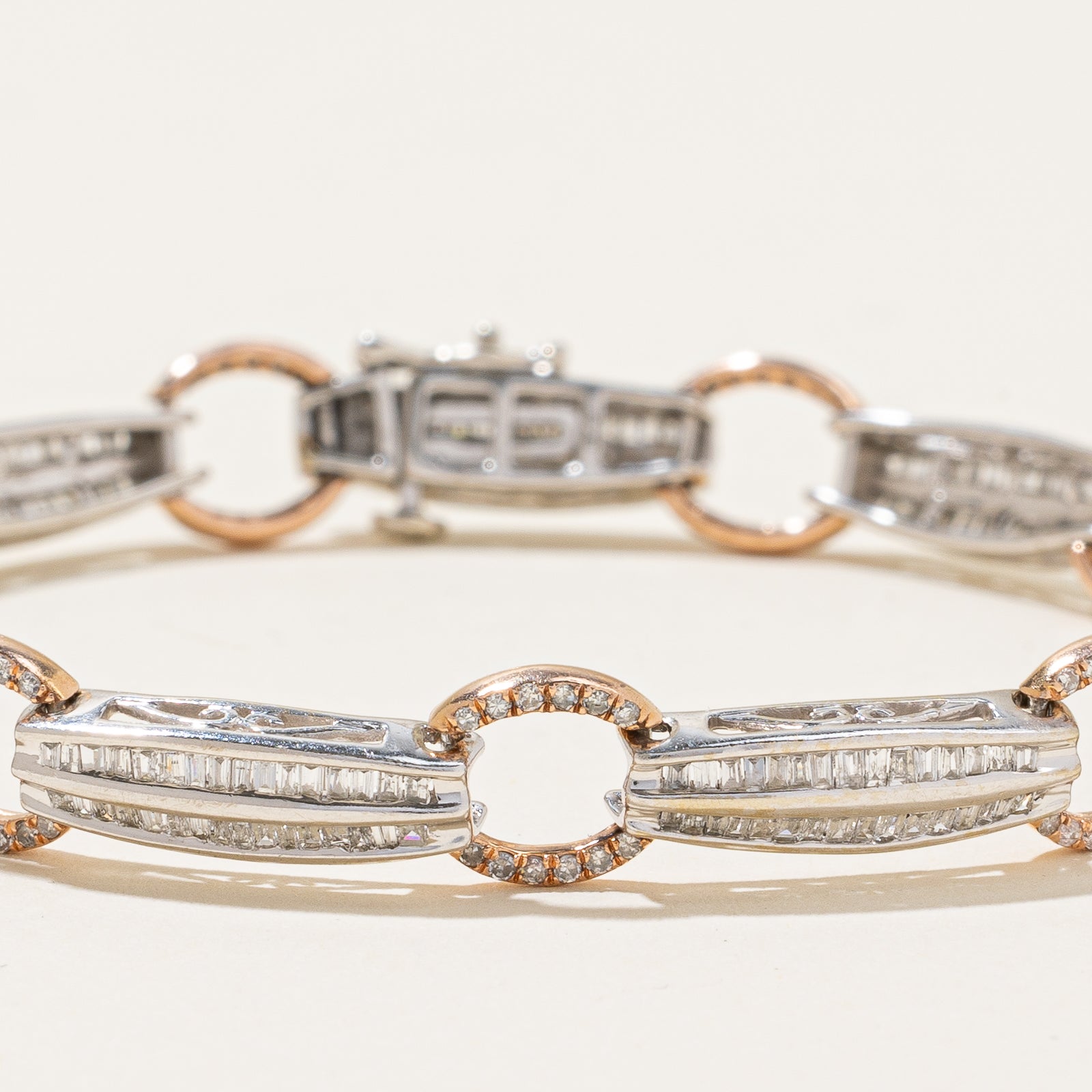 1.98ctw Diamond Two Tone Bracelet for Women - 7.5 Inch Adjustable Luxury Jewelry Gift for Anniversary, Wedding & Special Occasions
