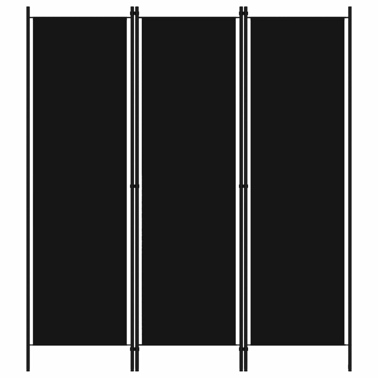 Tidyard 3-Panel Folding Room Divider - Freestanding Fabric Partition Screen with Iron Frame (Black, 59.1