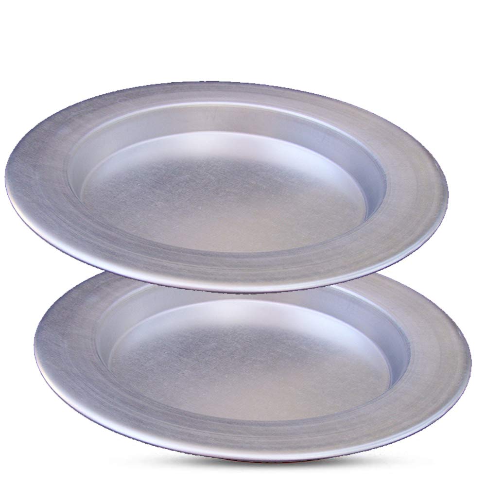 Large Kunefe Plate Set of 2 - Silver Aluminum Cooking & Serving Pans for Shredded Kadaifi, Phyllo, Fillo Dough - Perfect for Turkish Desserts, Baklava & Kunefe - Ideal for Home Baking, Restaurants & Special Occasions