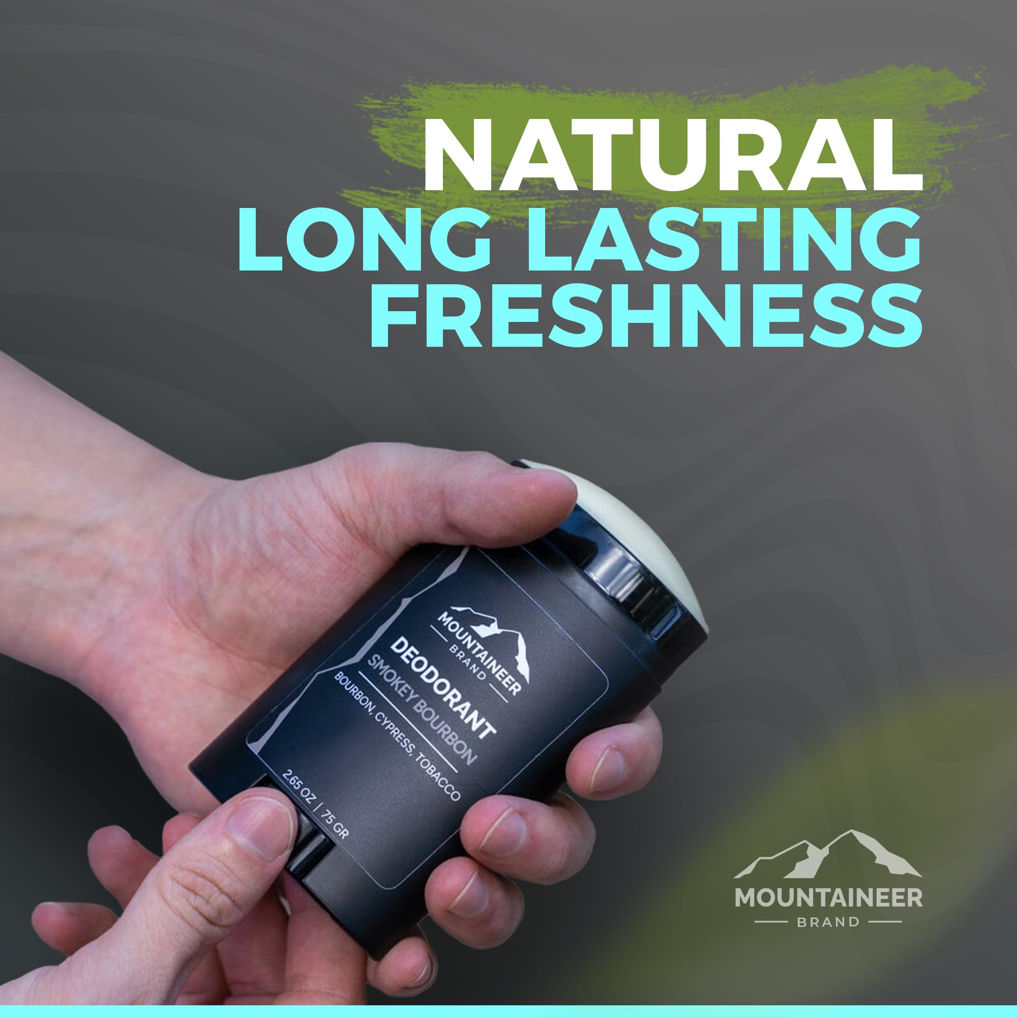 Mountaineer Brand All Natural Deodorant Stick - Aluminum Free, Vegan & Cruelty Free - 2.5 oz (Mountain Fresh Scent) - Stay Fresh All Day for Hiking, Camping & Outdoor Activities