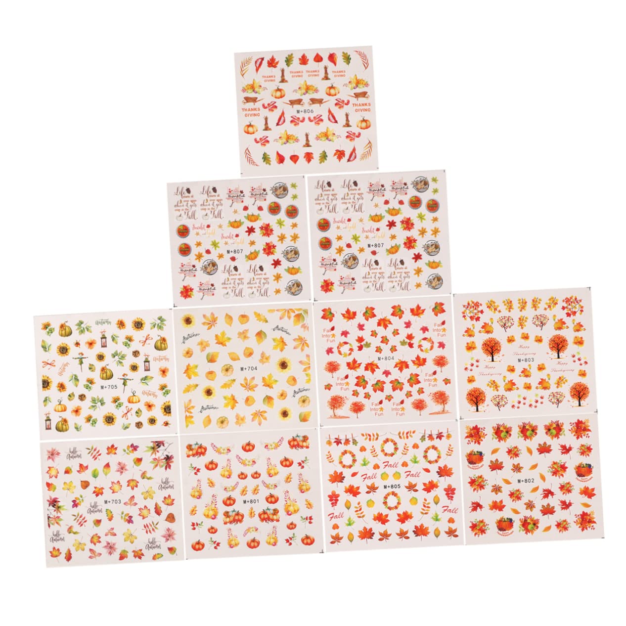 minkissy 10pcs Kids Nail Stickers Set - Leaf & Halloween Nail Art Decals, Adhesive Nail Polish Stickers for Girls, DIY Nail Decoration (Perfect for Halloween Parties, Birthday Gifts & Nail Art Fun)