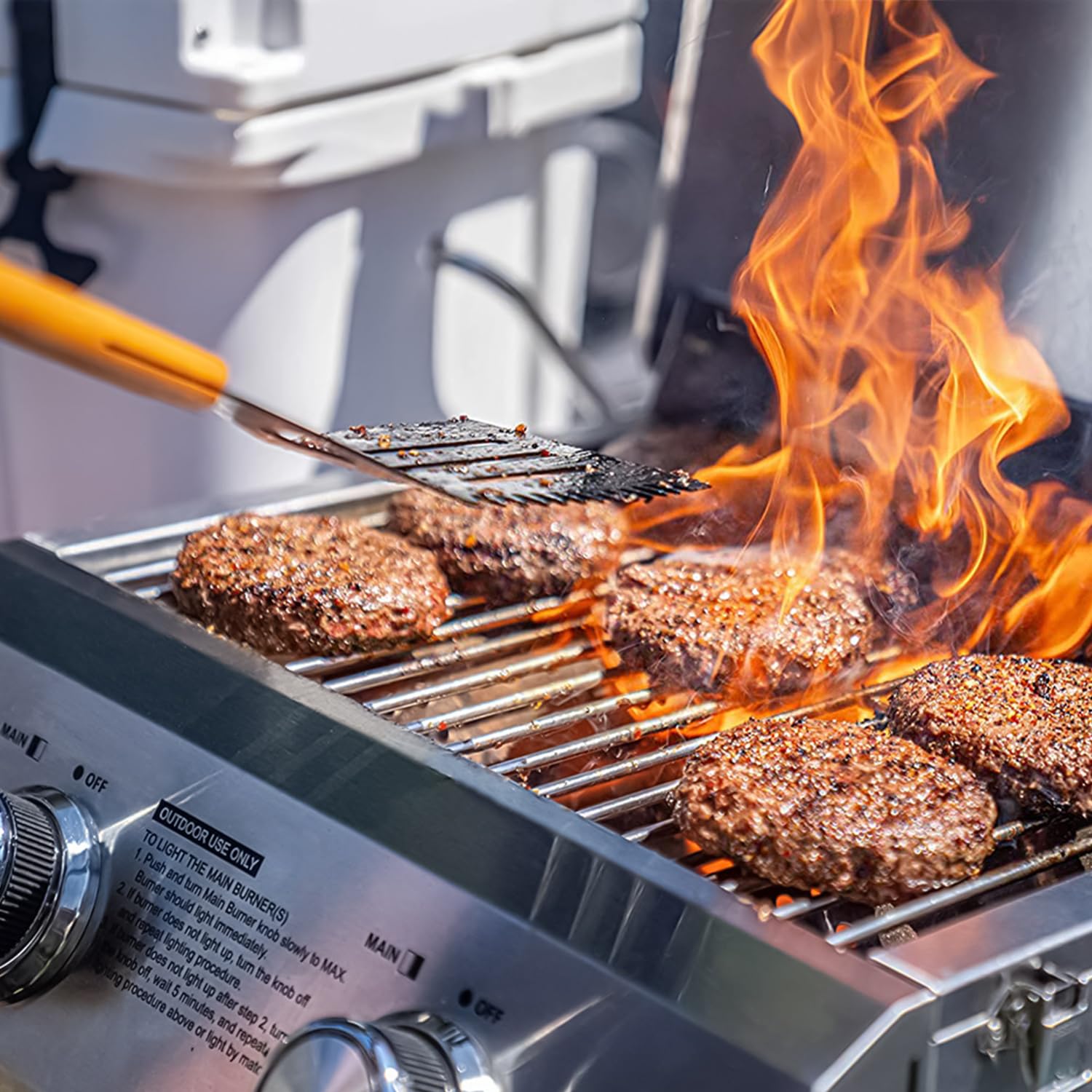Portable Stainless Steel Tabletop Propane Gas Grill for Outdoor Camping, Picnics & Tailgating - Compact Travel Design with Locking Lid & Built-in Thermometer - Perfect for Backyard BBQs, RV Trips & Beach Cookouts