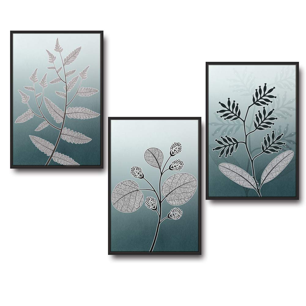 Leaf Theme Framed Canvas Wall Art Set - 3 Piece 16