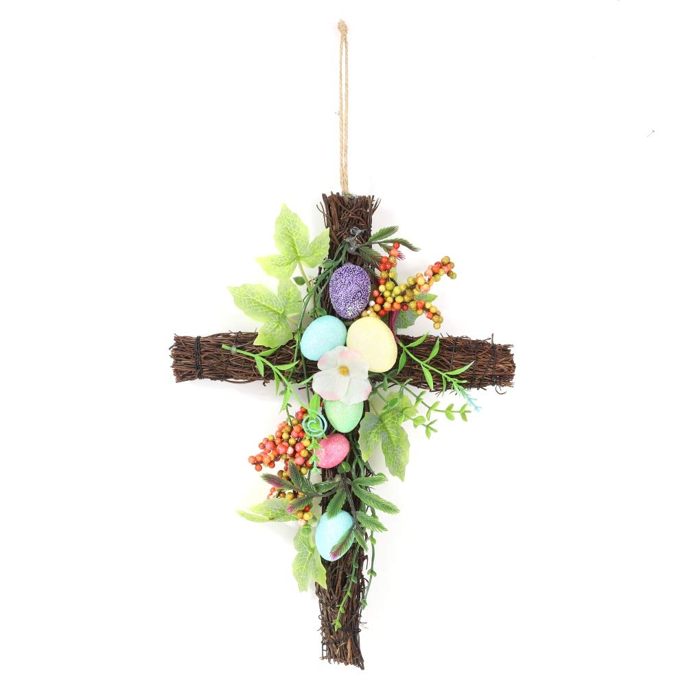 Balems Easter Egg Wreath - Artificial Rattan Wreath for Spring Home Decor, Wall Hanging, Easter Party & Holiday Decoration - Perfect for Front Door, Mantel, and Indoor Wall Display