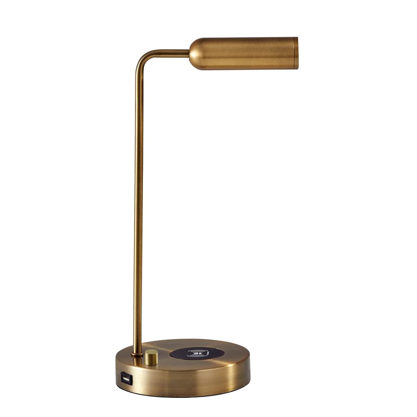 Adesso 3162-21 Kaye LED Desk Lamp with Wireless Charging - 7W Bright LED Light, 5W QI Wireless Charger & USB Port - Perfect for Home Office, Study, Bedroom Nightstand & Workspace Lighting