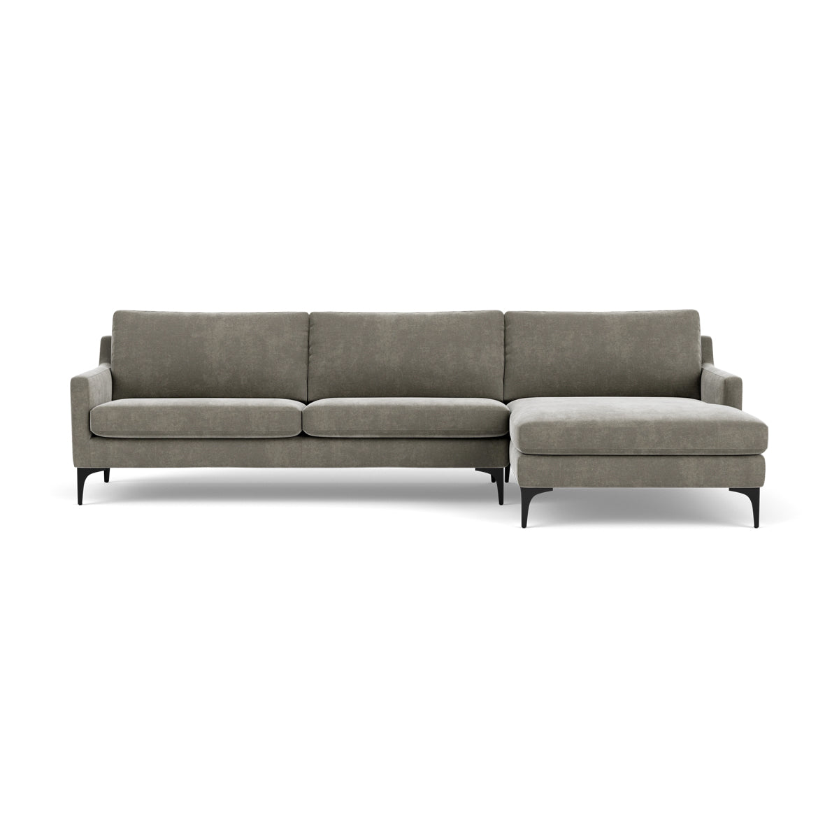 Astha Fabric Right Chaise Sofa - Modern Upholstered Sectional Couch for Living Room, Lounge & Small Spaces