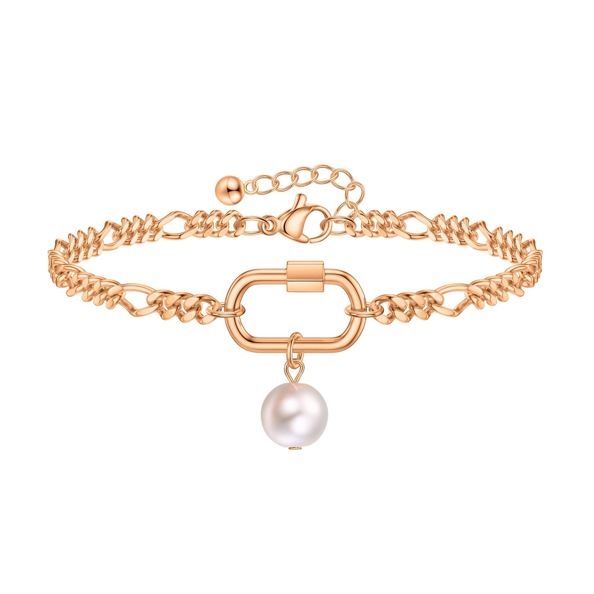 DOZZIOR 18K Gold Charm Bead Link Chain Bracelet for Women & Teen Girls - Dainty Handmade Jewelry Gift for Birthday, Anniversary & Everyday Wear