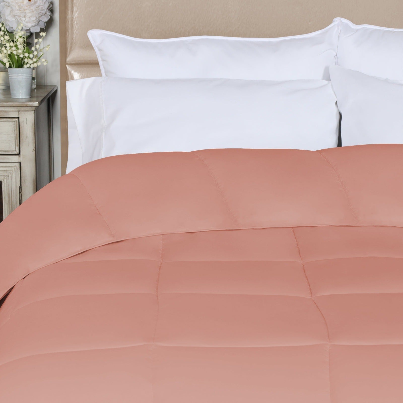 Soft Brushed Microfiber Down Alternative Comforter - Medium Weight Solid Bedding for All Seasons | Perfect for Cozy Nights, Guest Rooms & Dorm Essentials