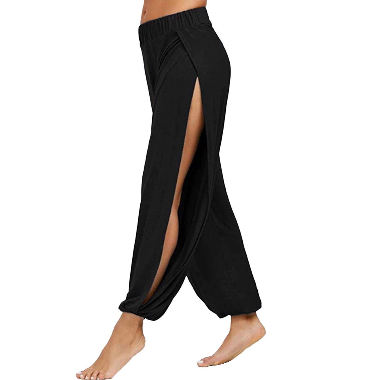 Women's High Waist Stretch Yoga Pants - Solid Color Split Leg Workout Running Lounge Pants for Women | Perfect for Yoga, Gym, Running & Casual Wear