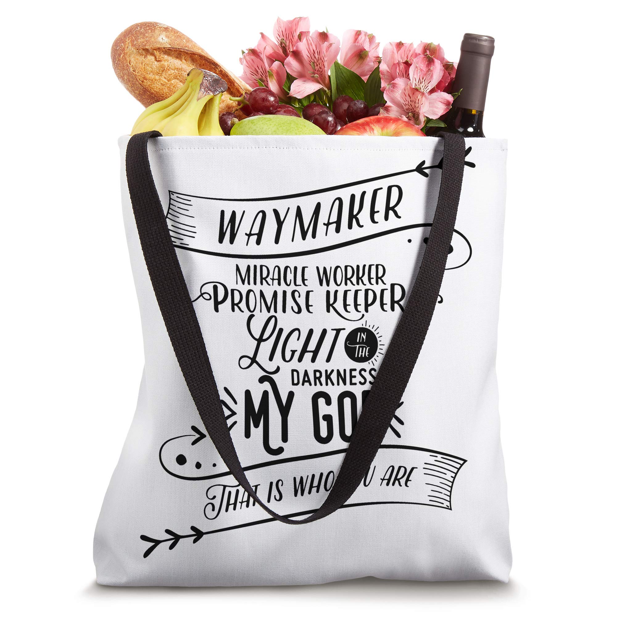 Waymaker - Inspirational Christian Tote Bag with Miracle Worker & Promise Keeper Design | Lightweight Canvas Shoulder Bag for Church, Bible Study & Daily Use
