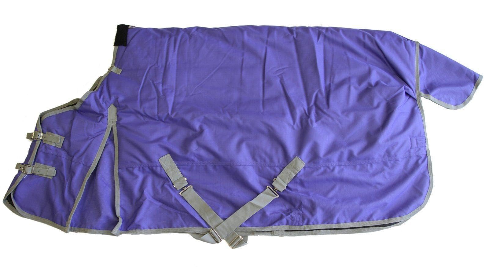 1200D Waterproof Heavyweight Winter Horse Blanket with Hood - 400g Insulated Turnout Rug with Fleece Collar, Shoulder Gussets & Tail Flap - Purple 80